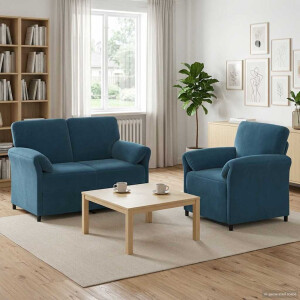 vidaXL Bankstel 2 st Blauw Fluweel