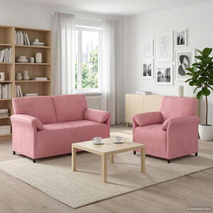 vidaXL Bankstel 2 st Roze Fluweel