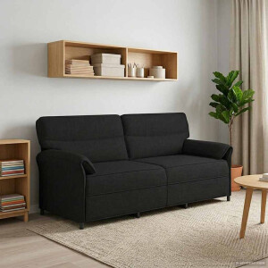 vidaXL 3-Zits Bank Zwart 198 x 83 x 95 cm Stof
