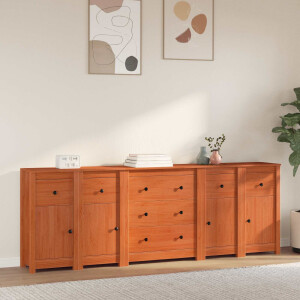 vidaXL Dressoir met lade 5 pcs Waskleur Bruin Massief grenenhout