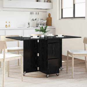 vidaXL Eettafel 2 pcs 140 x 80 x 77 cm Bewerkt hout Zwart eiken