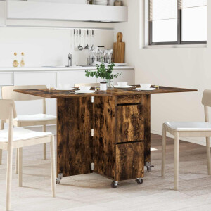 vidaXL Eettafel 2 pcs 140 x 80 x 77 cm Bewerkt hout Gerookt eiken