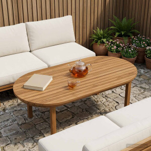 vidaXL Tafelblad 100 x 50 x 3,5 cm Ovaal Massief Teakhout Naturel