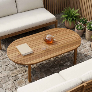 vidaXL Tafelblad 110 x 55 x 3,5 cm Ovaal Massief Teakhout Naturel