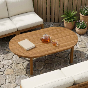 vidaXL Tafelblad 120 x 70 x 3,5 cm Ovaal Massief Teakhout Naturel