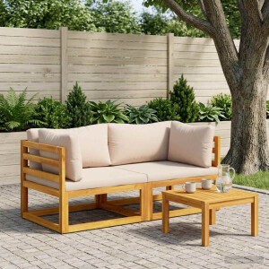 vidaXL 2 st Hoekbank met kussens 100 % polyester Massief Acacia