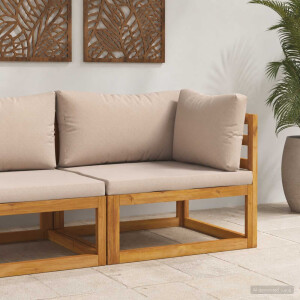 vidaXL Hoekbank met kussens 100 % polyester Massief Acacia Naturel