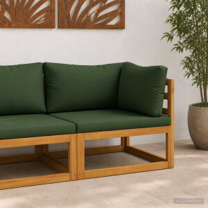 vidaXL Hoekbank met kussens 100 % polyester Massief Acacia Naturel