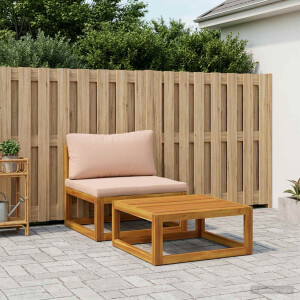 vidaXL Hoekbank met kussens 100 % polyester Massief Acacia Naturel