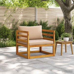 vidaXL Modulaire fauteuil met kussens 100 % polyester Massief Acacia
