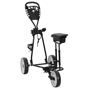 vidaXL Golf trolley met zitplaats Zwart en Wit 100 x 60 x 130 cm IJzer