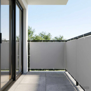 vidaXL Balkon Privacy Scherm 1,5 x 15 m Stof met PU-coating Lichtgrijs