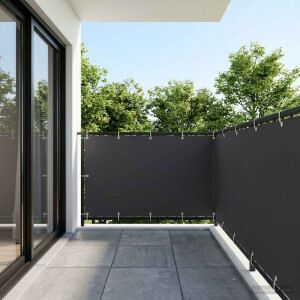 vidaXL Balkon Privacy Scherm 1,5 x 15 m Stof met PU-coating Zwart