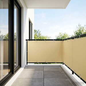 vidaXL Balkon Privacy Scherm 1,5 x 25 m Stof met PU-coating Beige