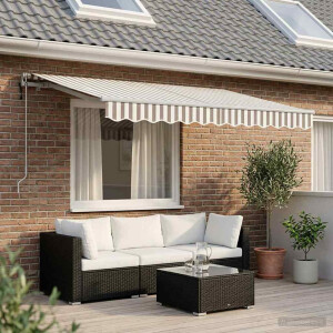 vidaXL Inklapbaar Zonnescherm Lichtgrijs en wit. 3,5 x 2 m Stof