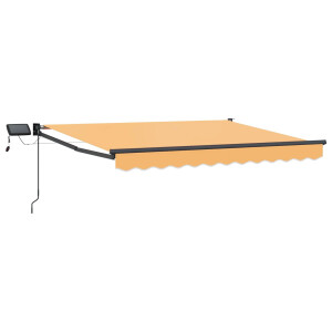 vidaXL Handbediende luifel met LED's Zand 100% Polyester en Aluminium