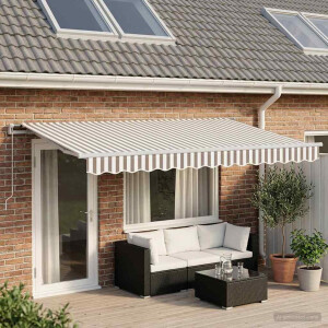 vidaXL Inklapbaar Zonnescherm Lichtgrijs en wit. 4 x 2 m Stof