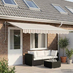vidaXL Inklapbaar Zonnescherm Lichtgrijs en wit. 4 x 2 m Stof