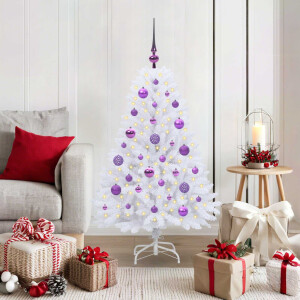 vidaXL Kunstmatige Inklapbare Kerstboom Wit 120 cm PVC en Staal