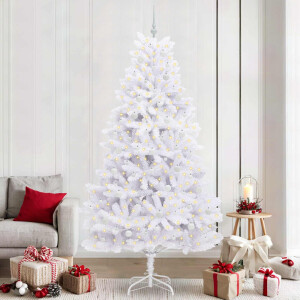 vidaXL Kunstmatige Inklapbare Kerstboom Wit 240 cm PVC en staal