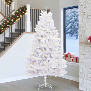 vidaXL Kunstmatige Inklapbare Kerstboom Wit 270 cm PVC en staal