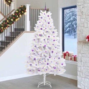 vidaXL Kunstmatige Inklapbare Kerstboom Wit 270 cm PVC en staal