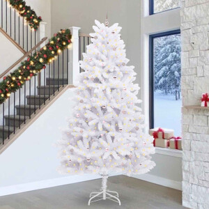 vidaXL Kunstmatige Inklapbare Kerstboom Wit 300 cm PVC en staal