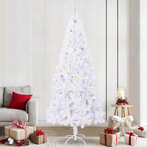 vidaXL Kunstkerstboom met 300 LED Wit 240 cm PVC en staal