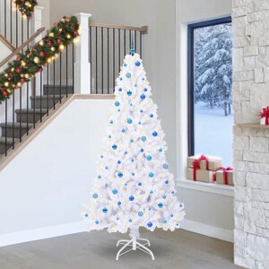 vidaXL Kunstkerstboom met 300 LED Wit 240 cm PVC en staal