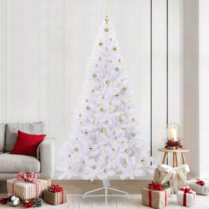 vidaXL Kunstkerstboom met 300 LED Wit 240 cm PVC en staal