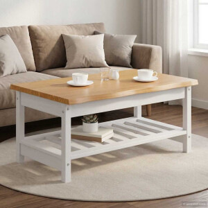 VidaXL Salontafel EKAI Wit 100 x 60 x 45,5 cm Massief grenenhout