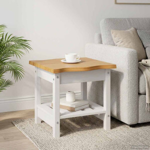 VidaXL Bijzettafel EKAI Wit 50 x 50 x 45,5 cm Massief grenenhout