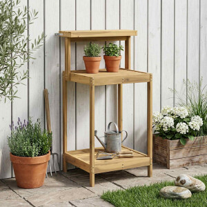 vidaXL Buiten pottingbank 56,5 x 48,5 x 107 cm Massief Acaciahout Wit