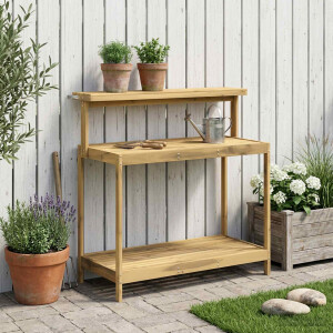 vidaXL Buiten pottingbank 111,5 x 48,5 x 107 cm Massief Acaciahout Wit