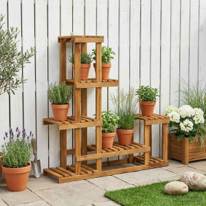 vidaXL Plantenstandaard Naturel 93,5 x 25 x 91,5 cm Massief Acaciahout