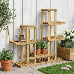 vidaXL Plantenstandaard Wit 118 x 25 x 96,5 cm Massief Acaciahout