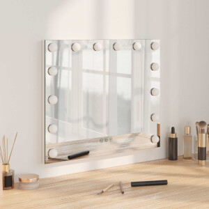 vidaXL LED Make-up Spiegel Wit 50 x 10 x 44 cm Glas en Staal