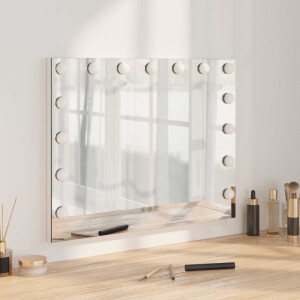 vidaXL LED Make-up Spiegel Wit 58 x 10 x 47 cm Glas en Staal