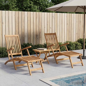 vidaXL Vouwstoel met Tafel 2 pcs Naturel Massief Teakhout
