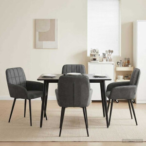 vidaXL Eettafelstoelen 4 pcs fluweel Donkergrijs 57 x 50 x 85 cm