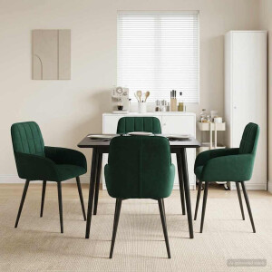 vidaXL Eettafelstoelen 4 pcs fluweel Donkergroen 57 x 50 x 85 cm