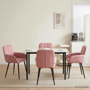 vidaXL Eettafelstoelen 4 pcs fluweel Roze 57 x 50 x 85 cm