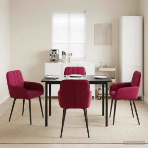 vidaXL Eettafelstoelen 4 pcs fluweel Wijnrood 57 x 50 x 85 cm