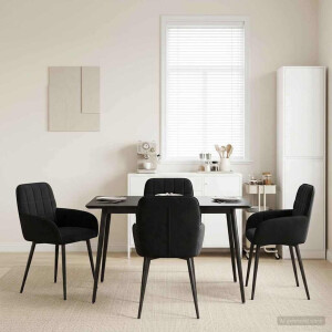 vidaXL Eettafelstoelen 4 pcs fluweel Zwart 57 x 50 x 85 cm
