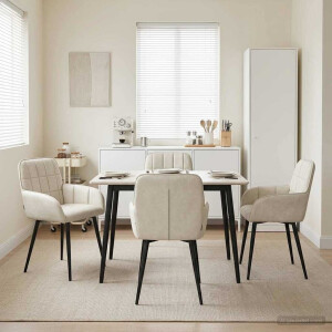 vidaXL Eettafelstoelen 4 pcs fluweel Crèmekleurig 57 x 50 x 85 cm