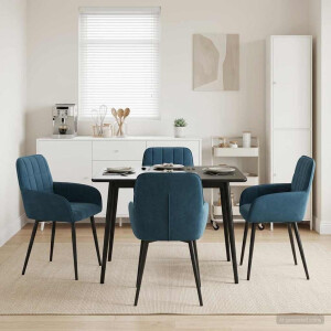 vidaXL Eettafelstoelen 4 pcs fluweel Blauw 57 x 50 x 85 cm