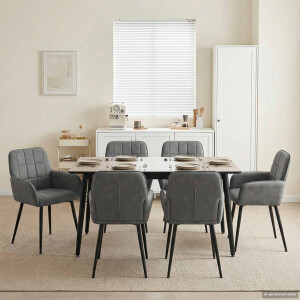 vidaXL Eettafelstoelen 6 pcs fluweel Donkergrijs 57 x 50 x 85 cm
