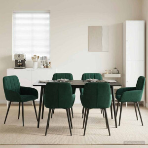 vidaXL Eettafelstoelen 6 pcs fluweel Donkergroen 57 x 50 x 85 cm