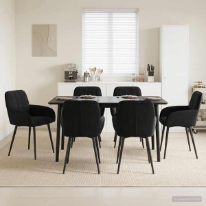 vidaXL Eettafelstoelen 6 pcs fluweel Zwart 57 x 50 x 85 cm