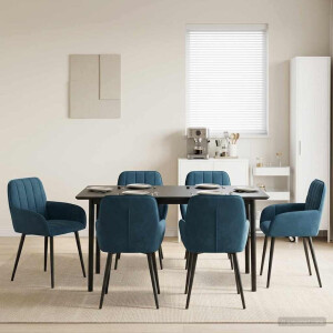 vidaXL Eettafelstoelen 6 pcs fluweel Blauw 57 x 50 x 85 cm